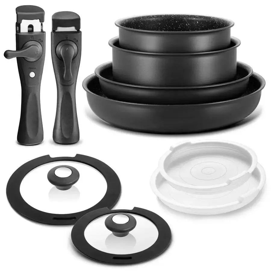 Induction Cookware Set 10 Pieces, Nonstick Pots and Pans Set with Removable Handles, for All Hobs, Stackable Design, Dishwasher from PriceLows™