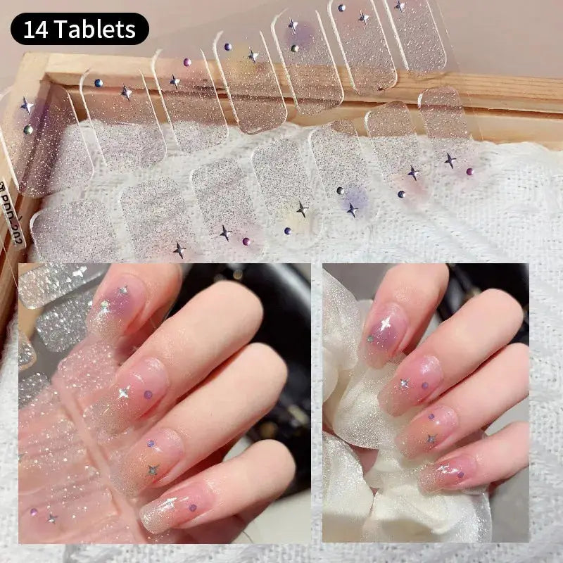 Full Cover Nail Stickers Fashion Nail Polish Nail Decoration Sparkling Glitter Self Adhesive Manicure Designer Nail Art Sticker from PriceLows™