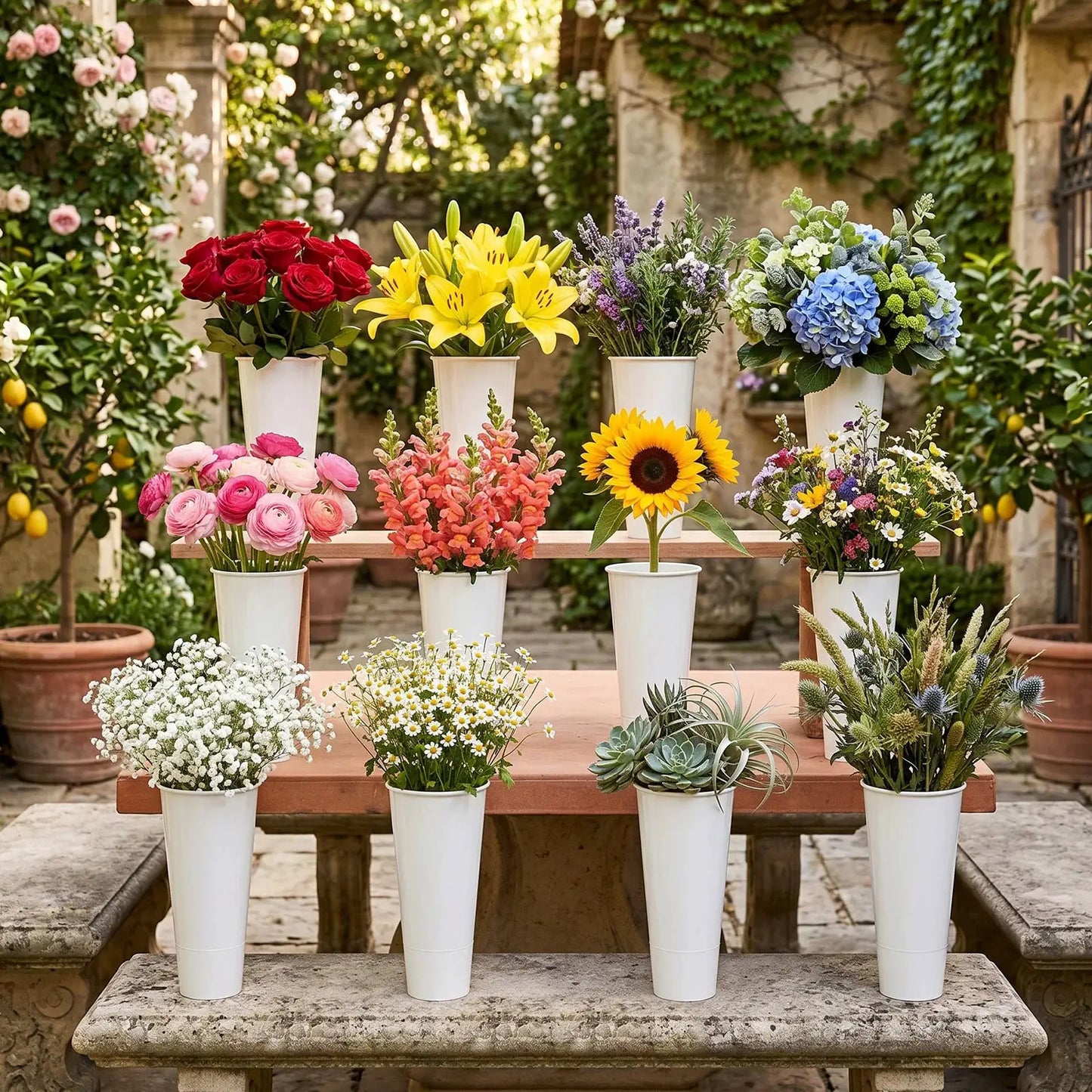 12 PCS Plant Stand Tapered Buckets (Flower Stand Not Included) Plastic Tapered Buckets for Home Patio Balcony Garden from PriceLows™