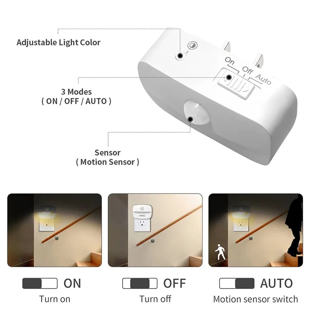LED Night Light | Motion Sensor | EU Plug 220V | Hallway WC Bedroom