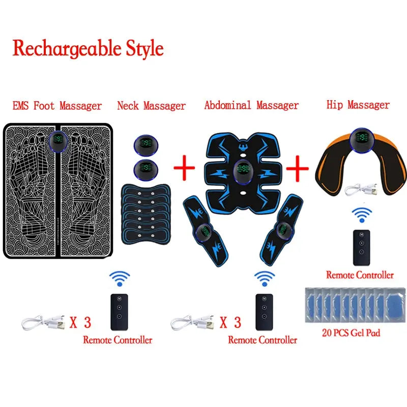 EMS Foot Massager Mat | 8 Modes 19 Levels | Rechargeable USB | Remote Controlled