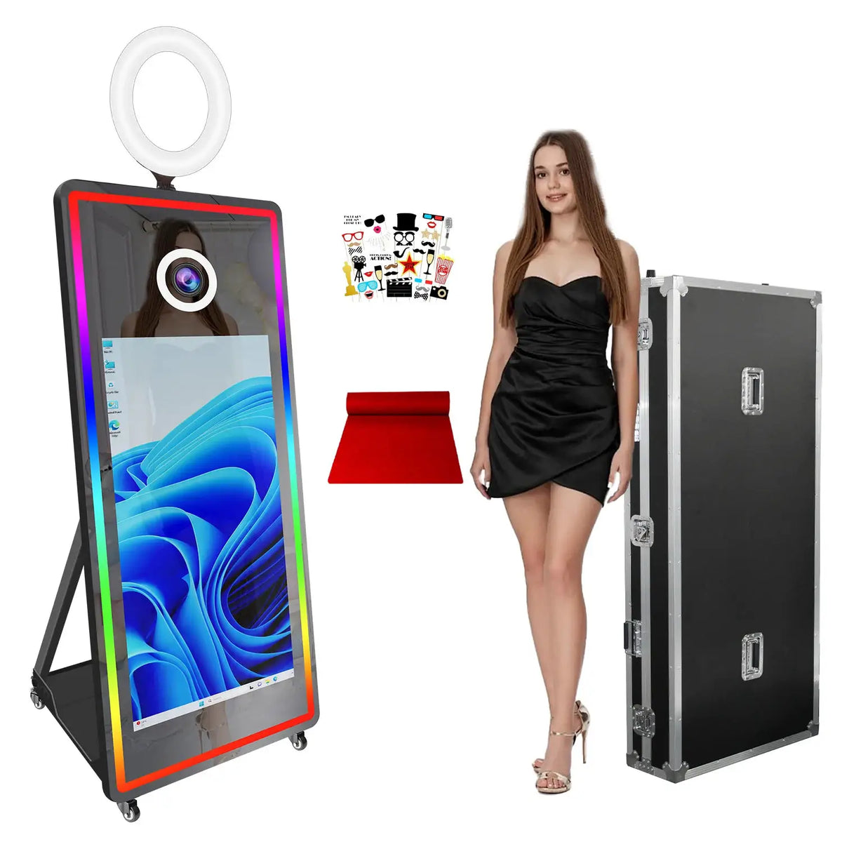 Magic Mirror Photo Booth | 65 Inch Frame | 43 Inch Touchscreen | LED Lighting