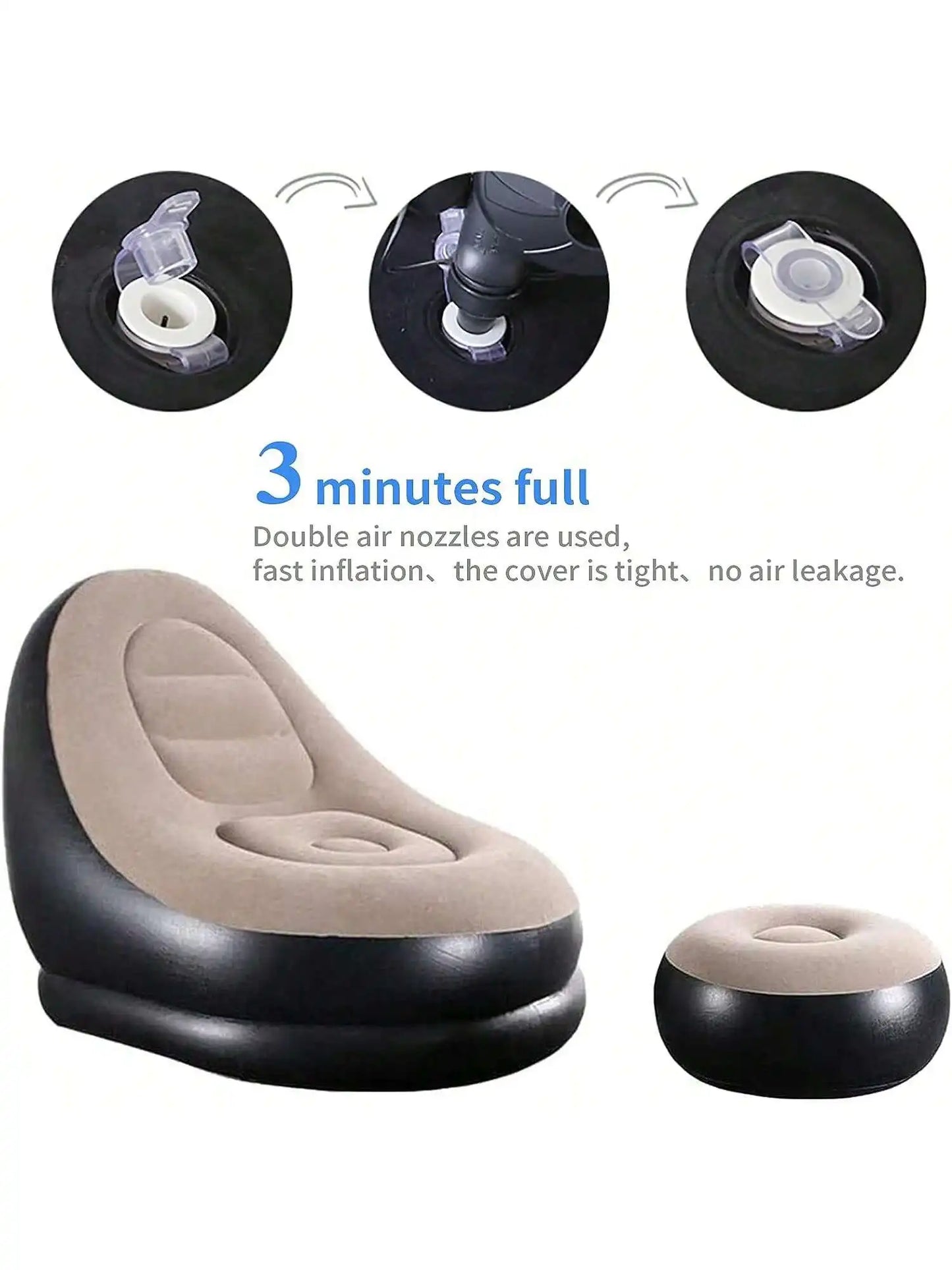 Inflatable Plush Sofa | Foldable Foot Sofa Bed | Outdoor Use | One Size