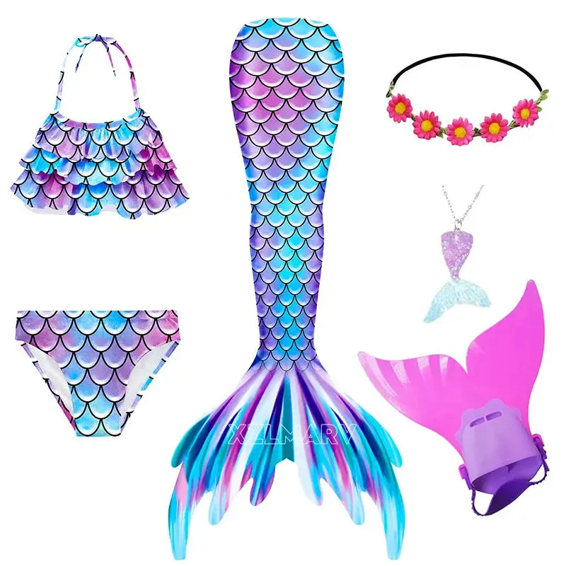 Mermaid Costume for Girl Mermaid Tail for Swimming Can Add Monofin Fin Girls Ariel Mermaid Costumes Cosplay Birthday Gift from PriceLows™