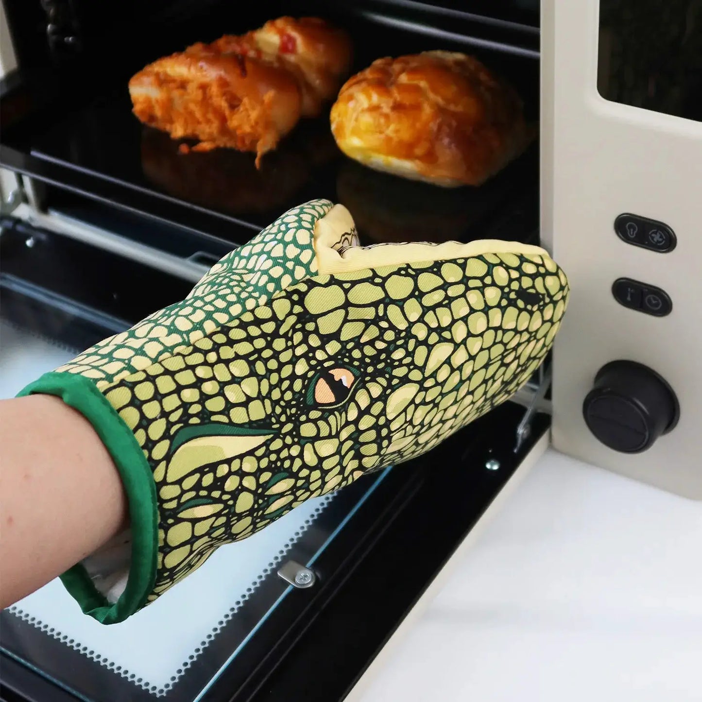Oven Mitts | Crocodile Pattern Cartoon Animal | Heat Resistant Thickened