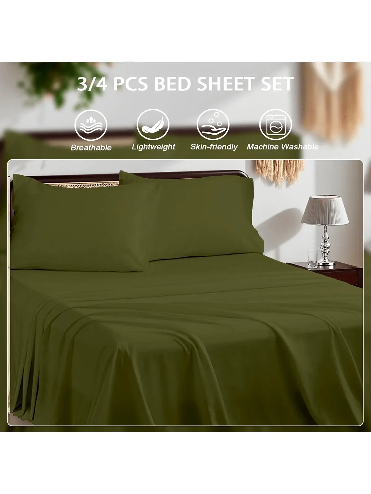3/4 Piece Bed Sheet Set Soft Breathable Hotel Luxury Summer bedding Twin Flat Fitted Sheet Pillowcase from PriceLows™