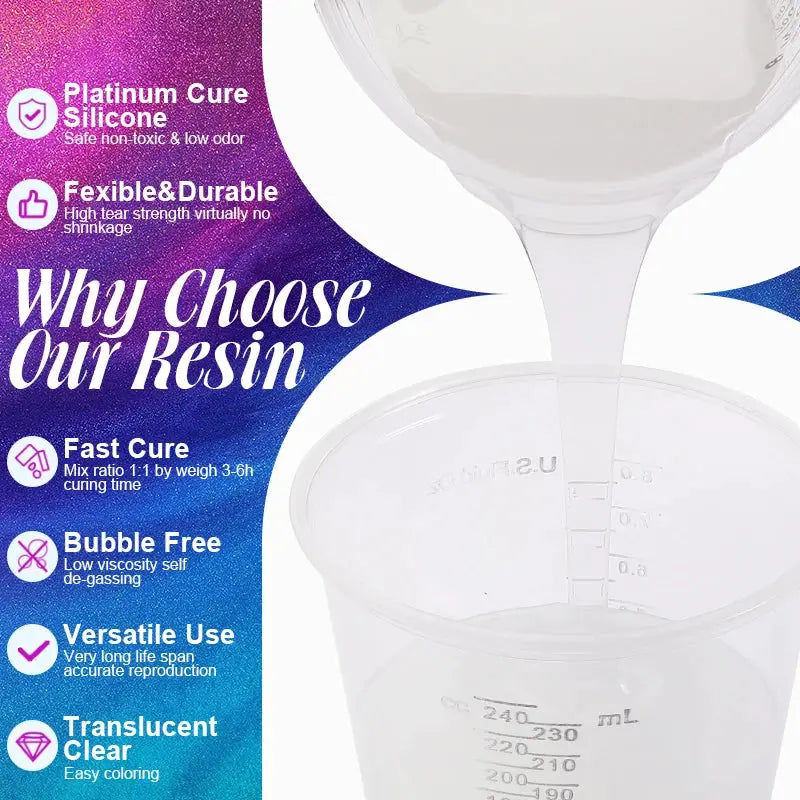 Silicone Mold Making Kit | 1:1 Mixing Ratio | Translucent Non-Toxic | 500Ml 1000Ml