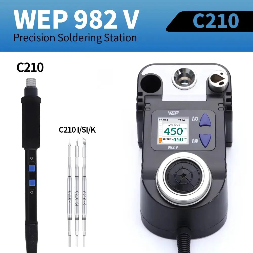 WEP 982-V Digital Electric Soldering Iron Kit C115 C210 C245 Precision Soldering Iron Soldering Station Small Rework Station from PriceLows™