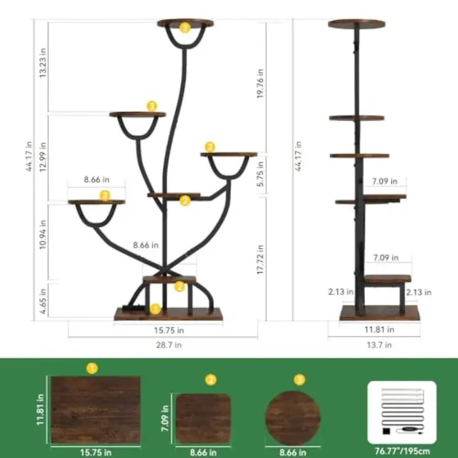 Plant Stand Indoor with Grow Lights - 44.2" Tall Plant Shelf, Lighted Corner Plant Stands for Indoor Growing, 7 Tiered Metal an from PriceLows™