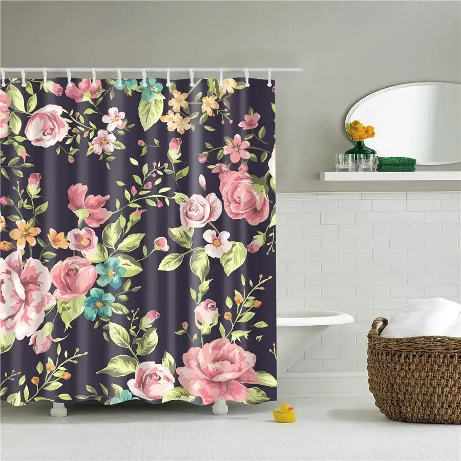 3D Flower Plum Blossom Lotus Lavender Rose Shower Curtains Bathroom Curtain Frabic Waterproof Polyester Bath Curtain with Hooks from PriceLows™
