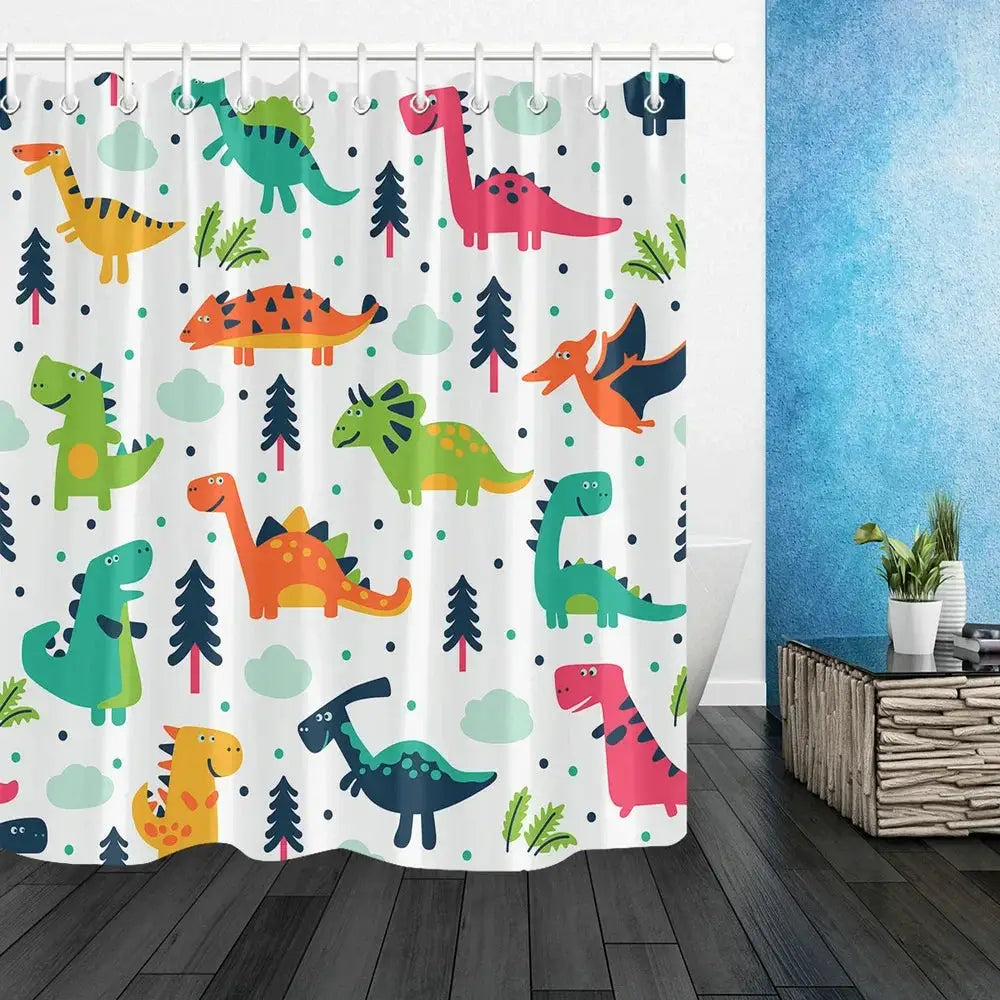 VIKAMA Funny Shower Curtains Bathroom Curtain With Hooks Decor Waterproof Cute Cat Dinosaur 3D Cortinas De Ducha from PriceLows™