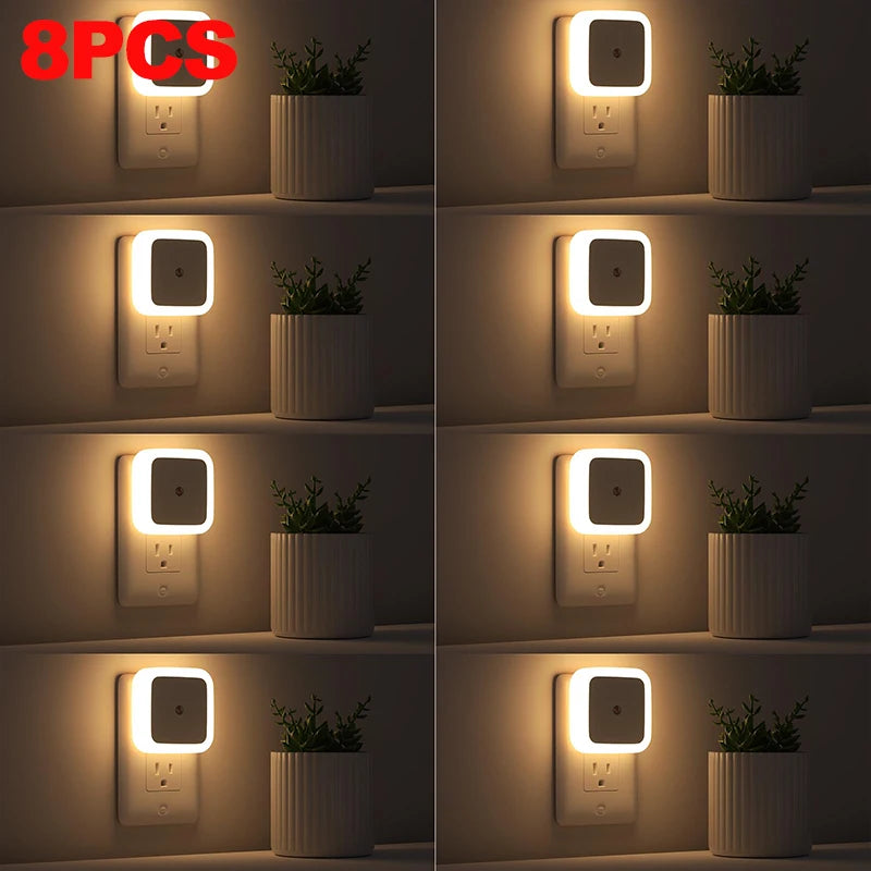 LED Night Light | Plug-In Wall | Dark Sensor Auto | 1-8 Pack
