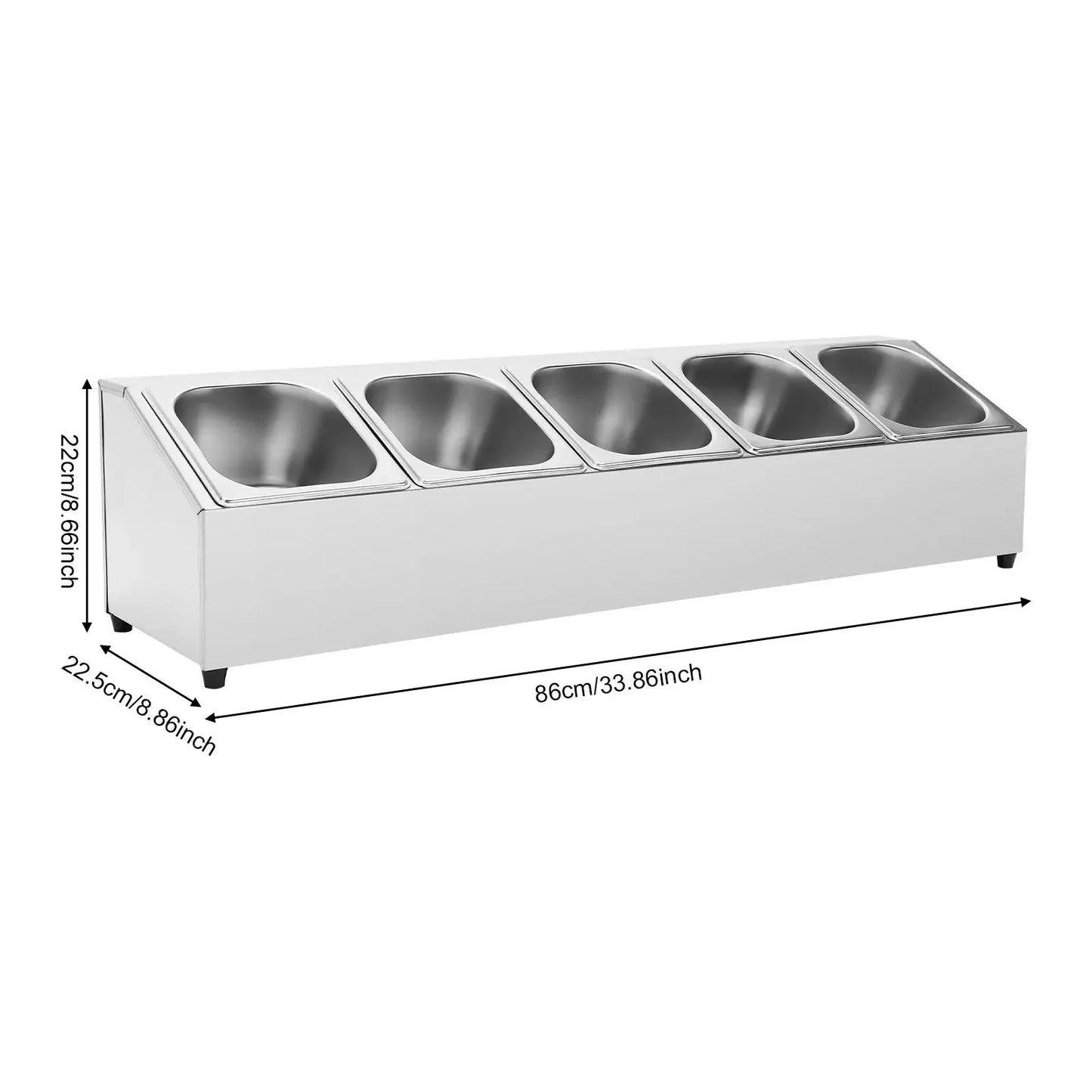 Spice Rack Shelf Stainless Steel One Row with 5 Containers, Countertop Inclined Holder for Seasoning Sauce Jam Fruits Ingredient from PriceLows™