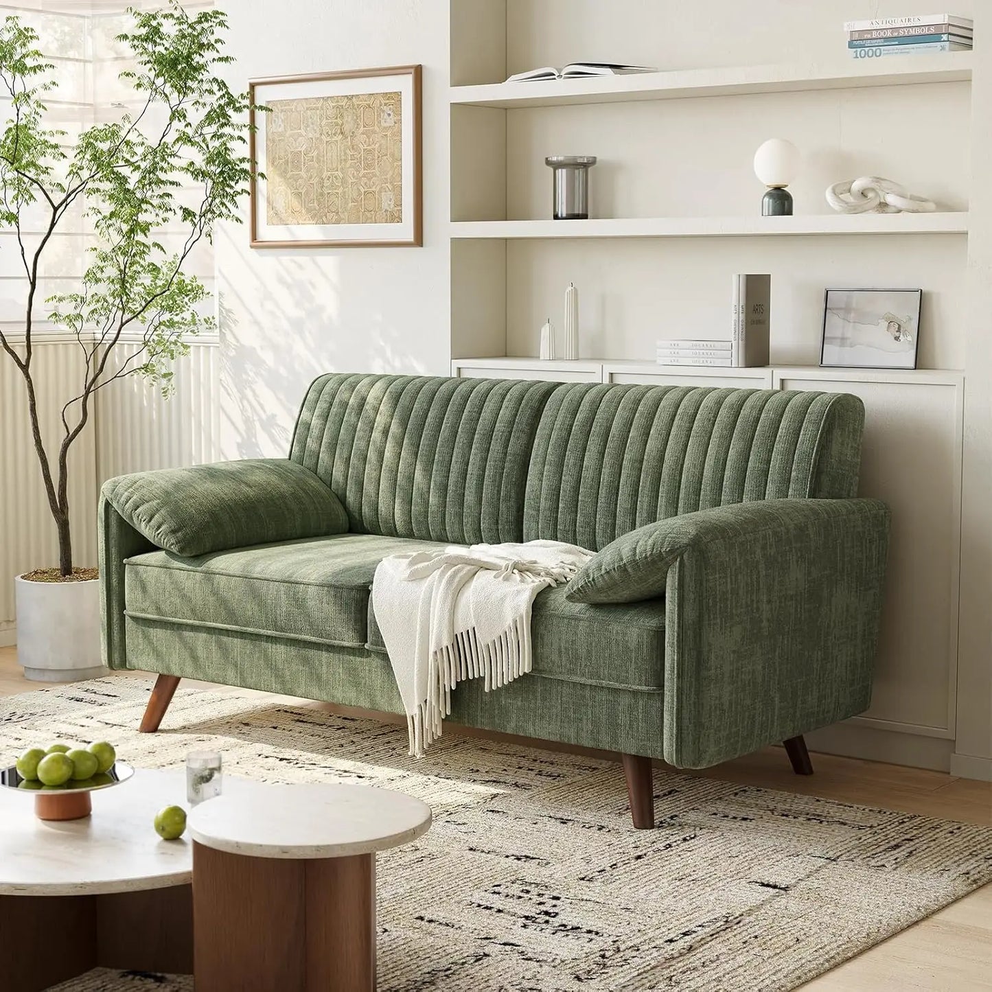 Chenille Loveseat Sofa | 64.5 Inch Length | Deep Seat Arms | Customized