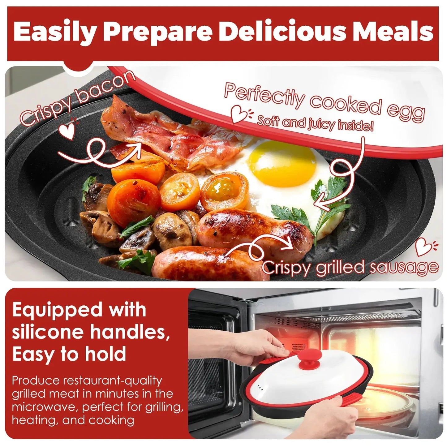 Microwave Grill Pan | Nonstick Aluminum | With Cover