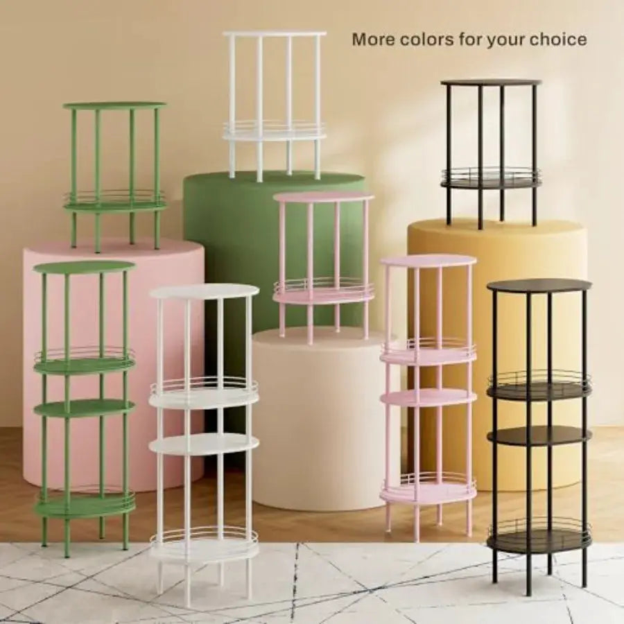Nightstand Set of 2Small Modern Round Side Table with Storage 2-Tier End Table for Small Space -Living Room Bedroom Nursery from PriceLows™