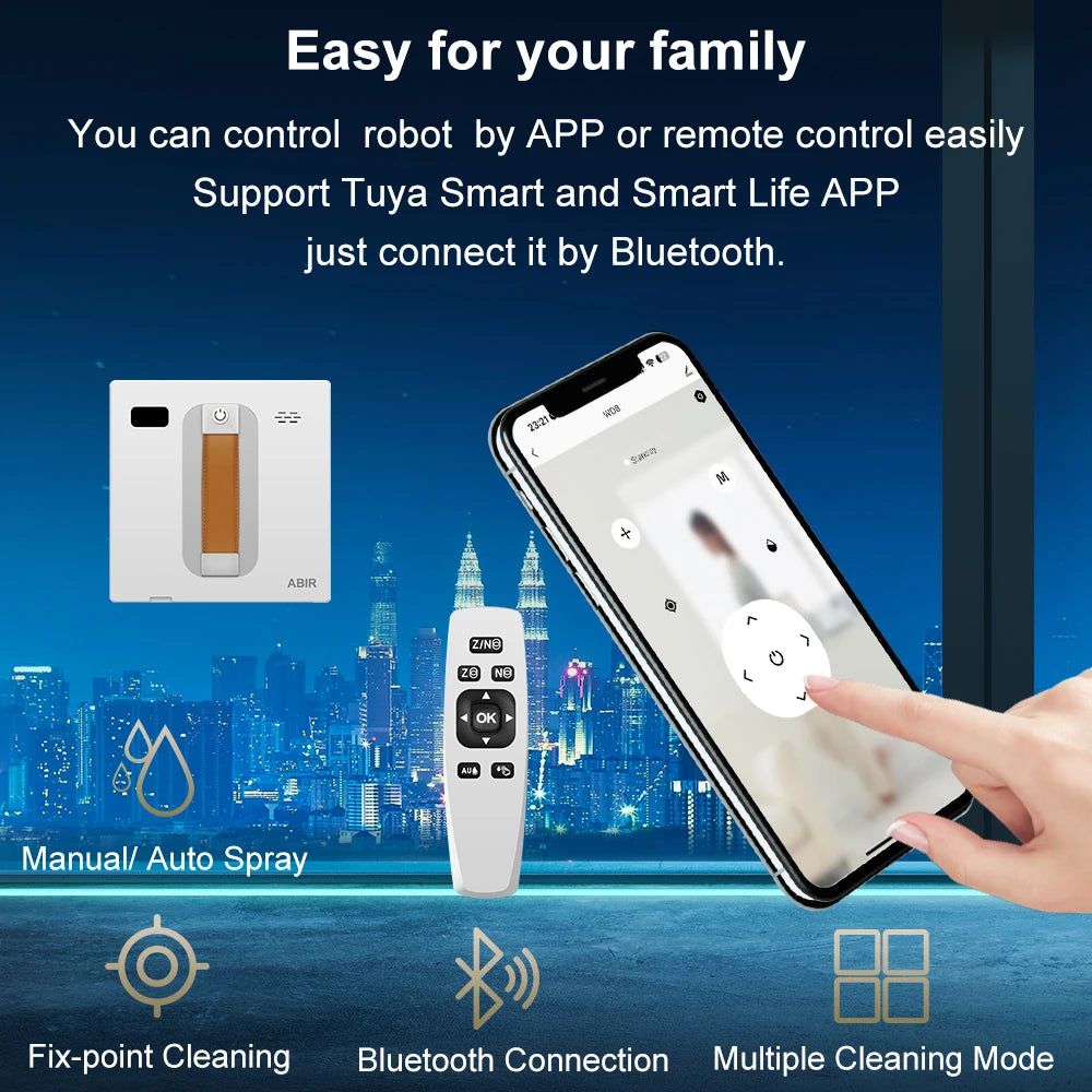 Window Vacuum Robot | 650mAh Battery | 4 Modes | Remote Or App