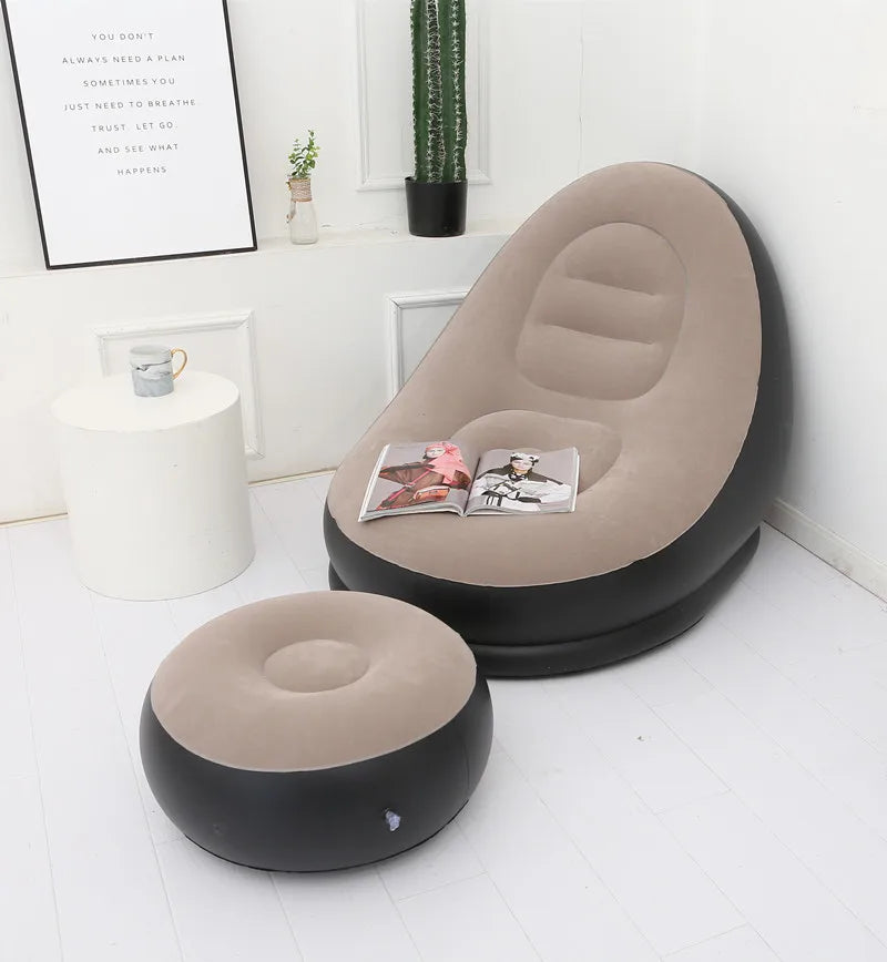 Inflatable Plush Sofa | Foldable Foot Sofa Bed | Outdoor Use | One Size