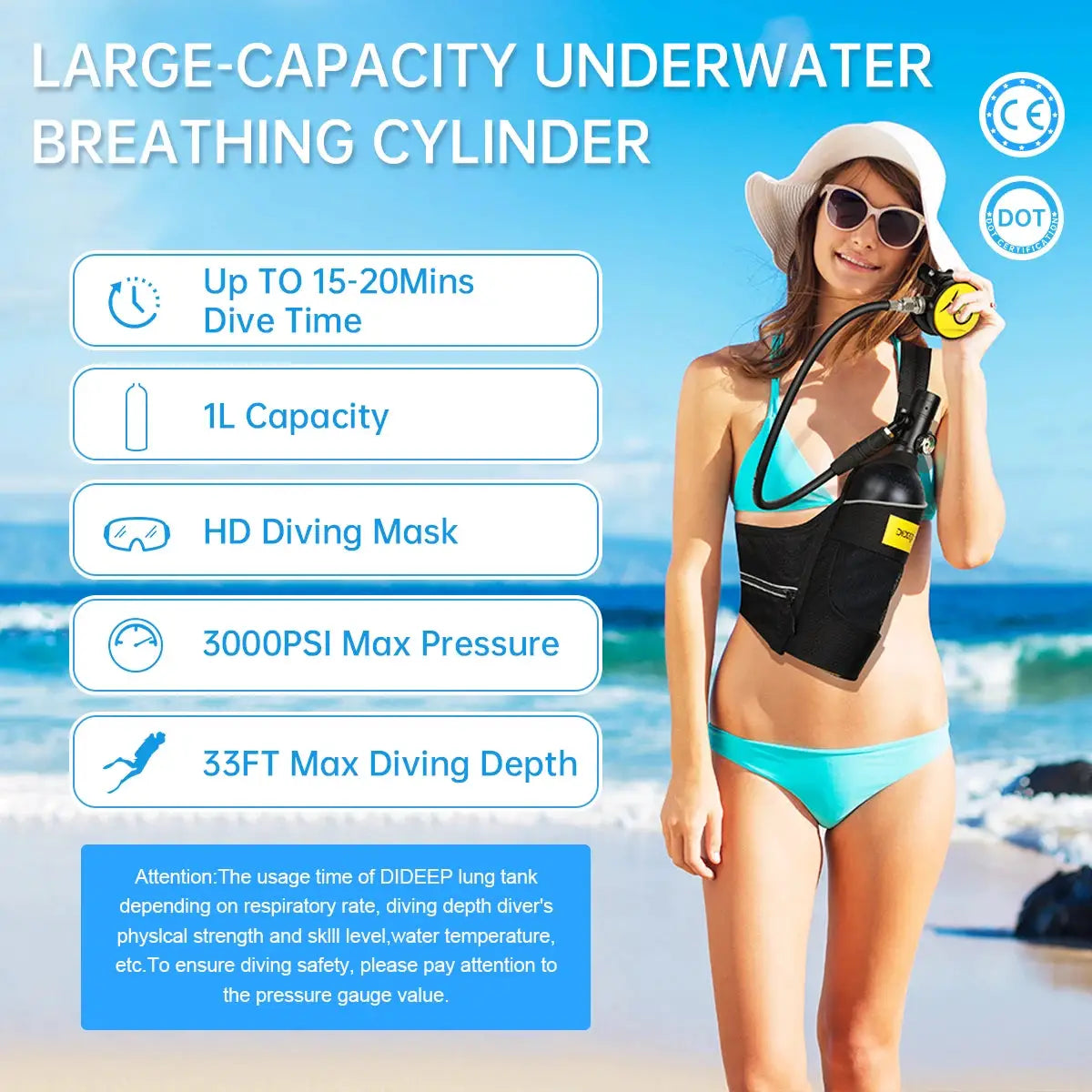 Mini Scuba Tank Set | 1 Liter Capacity | 3000 PSI | 3 Piece Set