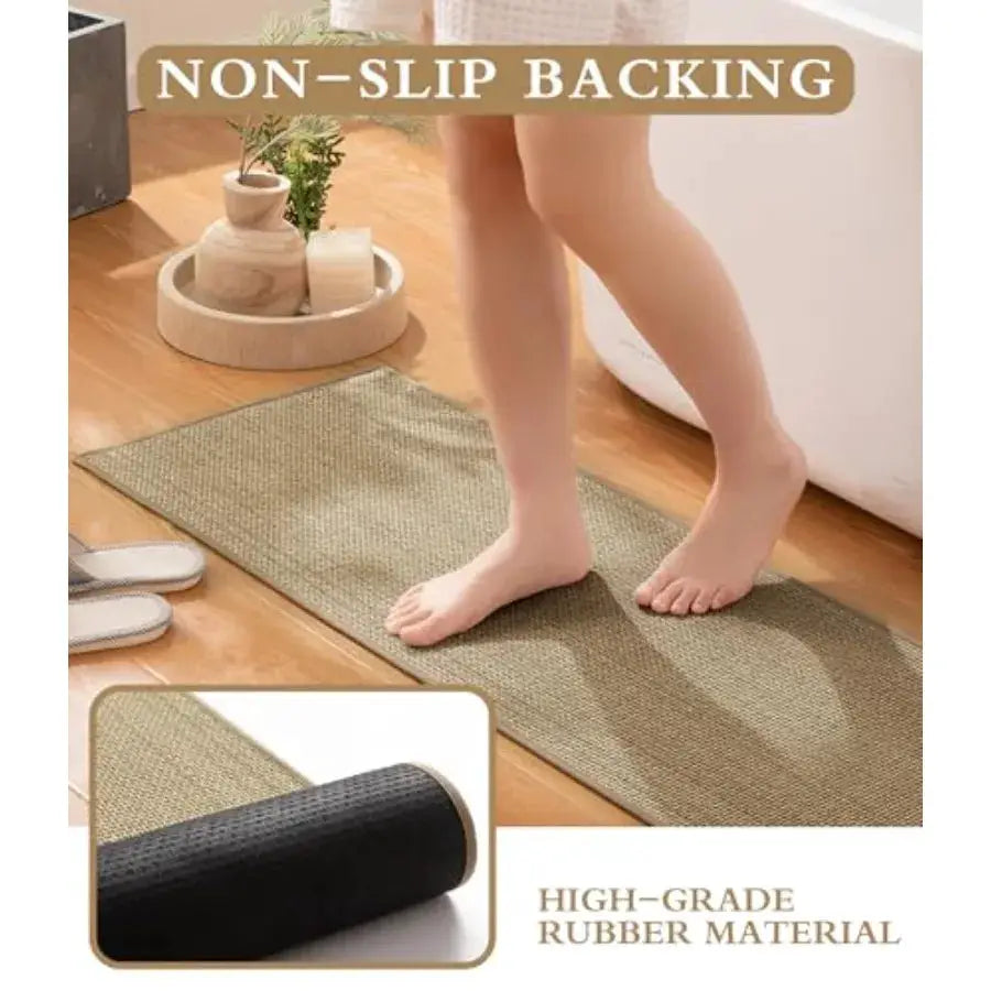 Bathroom Rugs Sets 5 Pieces Ultra Thin Bath Mats Fit Under Door Absorbent Quickly Dry Rubber-Backing Braided Bath Mat Set Non S from PriceLows™