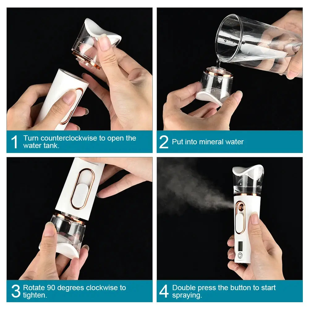 Nano Mist Facial Sprayer | Rechargeable Cold Spray | Moisture Tester | One Size