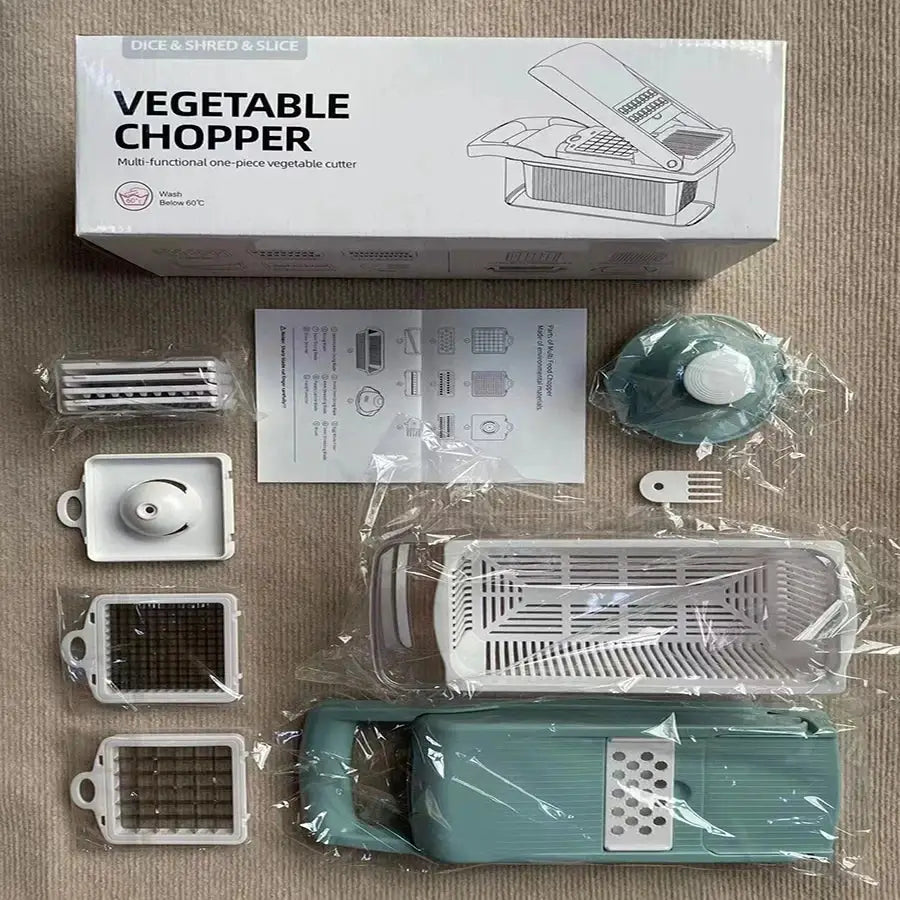 Vegetable Chopper | 15 Piece Set | Stainless Steel Blades | Detachable