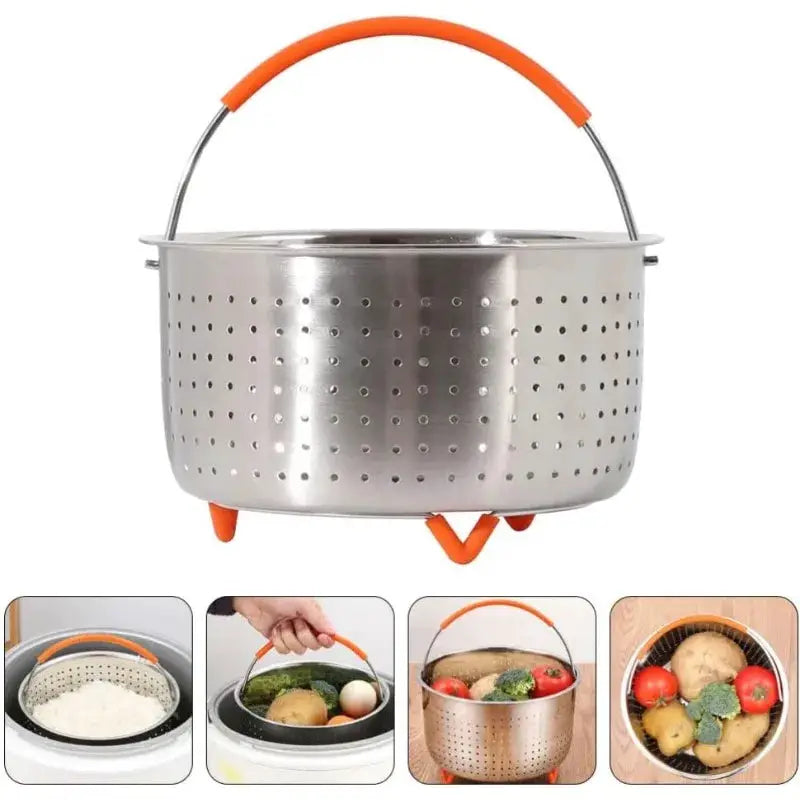 Stainless Steel Steamer Basket | 2-4L | Silicone Handle | Instant Pot