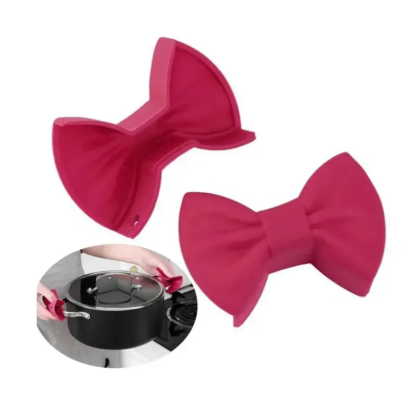 Silicone Oven Mitts | Two Pack | Heat Resistant | Dark Red Pink