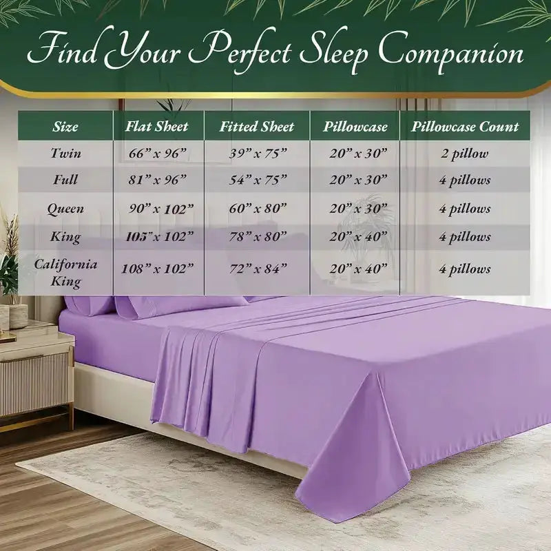 4pcs/6pcs Bamboo Cooling Queen Size Sheet Set - Children Bedding, Breathable And Comfortable - Fit for Hot Sleepers from PriceLows™