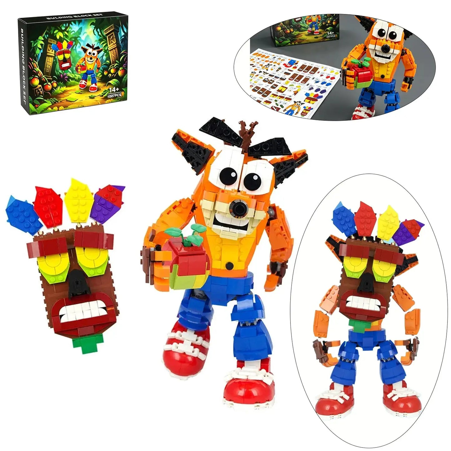MOC Crashed Bandicoots Monster Building Block Set Game Main Character Bag Beaver Bricks Toys Children Gifts(1027 PCS) from PriceLows™