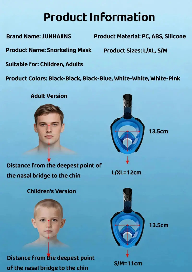 Full Face Snorkel Mask 180° Panoramic View Dry Top Snorkel Anti-Fog Leak-Proof Safe Breathing Swimming Diving Gear for Adults from PriceLows™