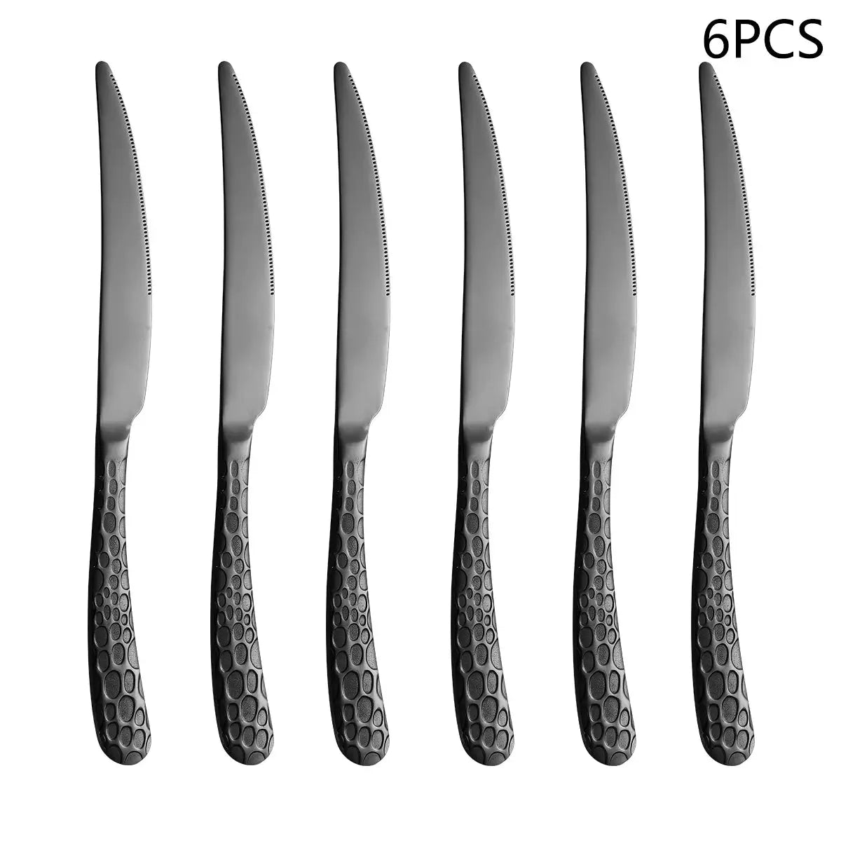 4/6/16/24pcs Black stainless steel cutlery knife, fork and spoon set Home kitchen utensils Holiday dinner tableware from PriceLows™