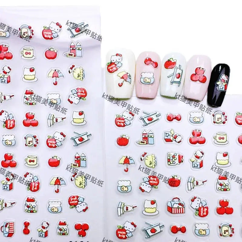 1Pcs Korean Ins Cute Kitty Nail Stickers - Sweet Cartoon Press-On Nail Art Decor for Kawaii Manicures & DIY Designs from PriceLows™