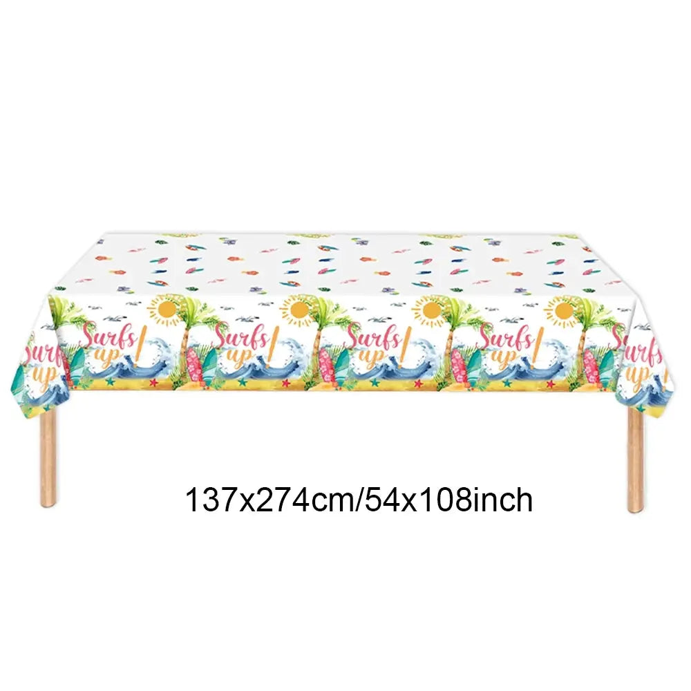 Surf Beach Party Tableware | Paper Plates Napkins Cups | Tattoos And Snack Tray