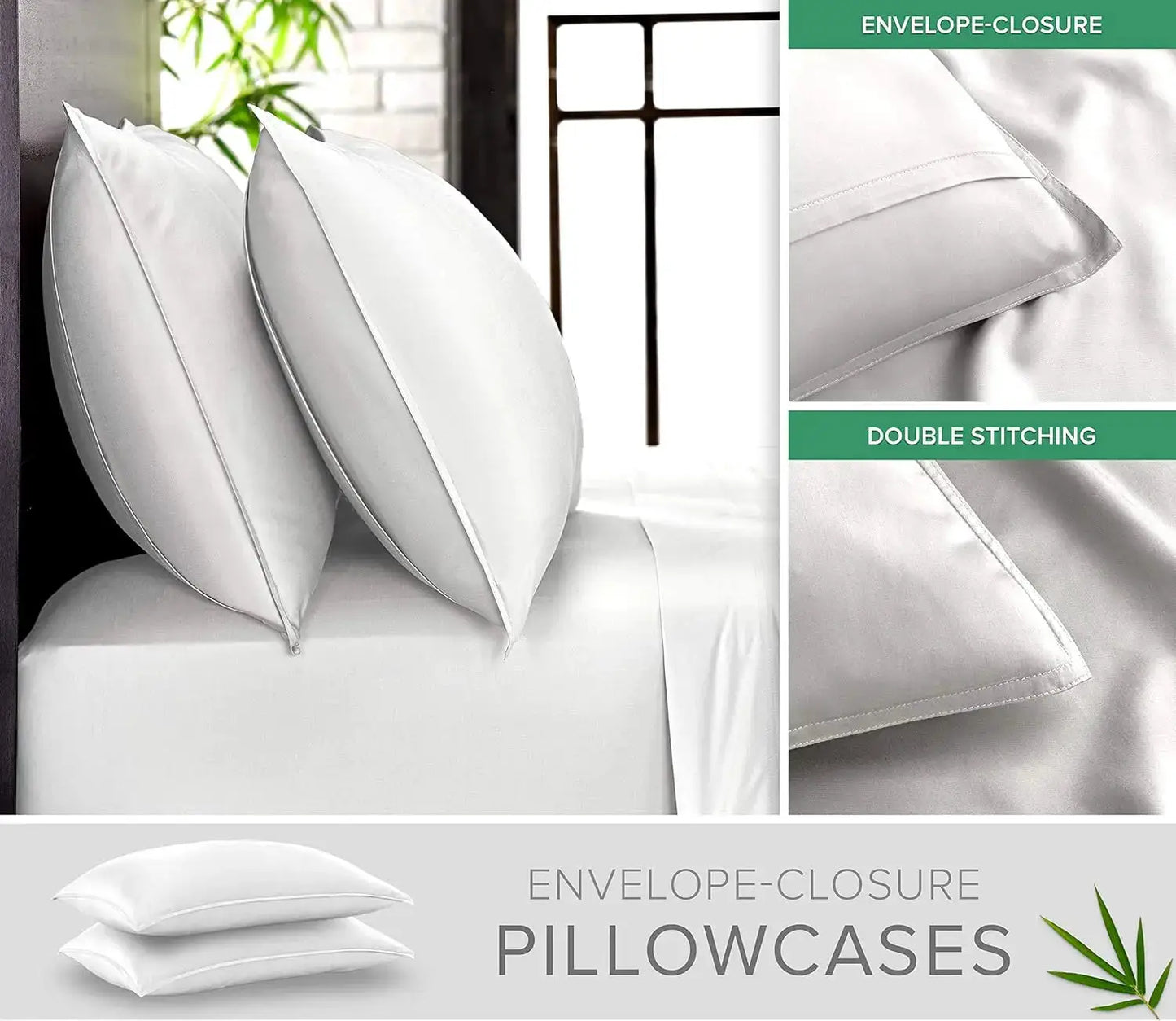 King Bamboo Viscose Bed Sheet Set, Soft Cooling 4-Piece with Deep Pockets for Mattress up to 16 Inches, White from PriceLows™