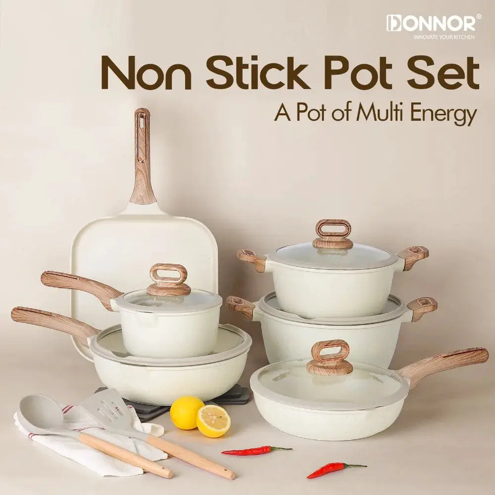 DONNOR Ceramic Cookware Sets Pots and Pans Set Nonstick Induction Cookware Kitchen Cooking Set with Frying Pans Set from PriceLows™