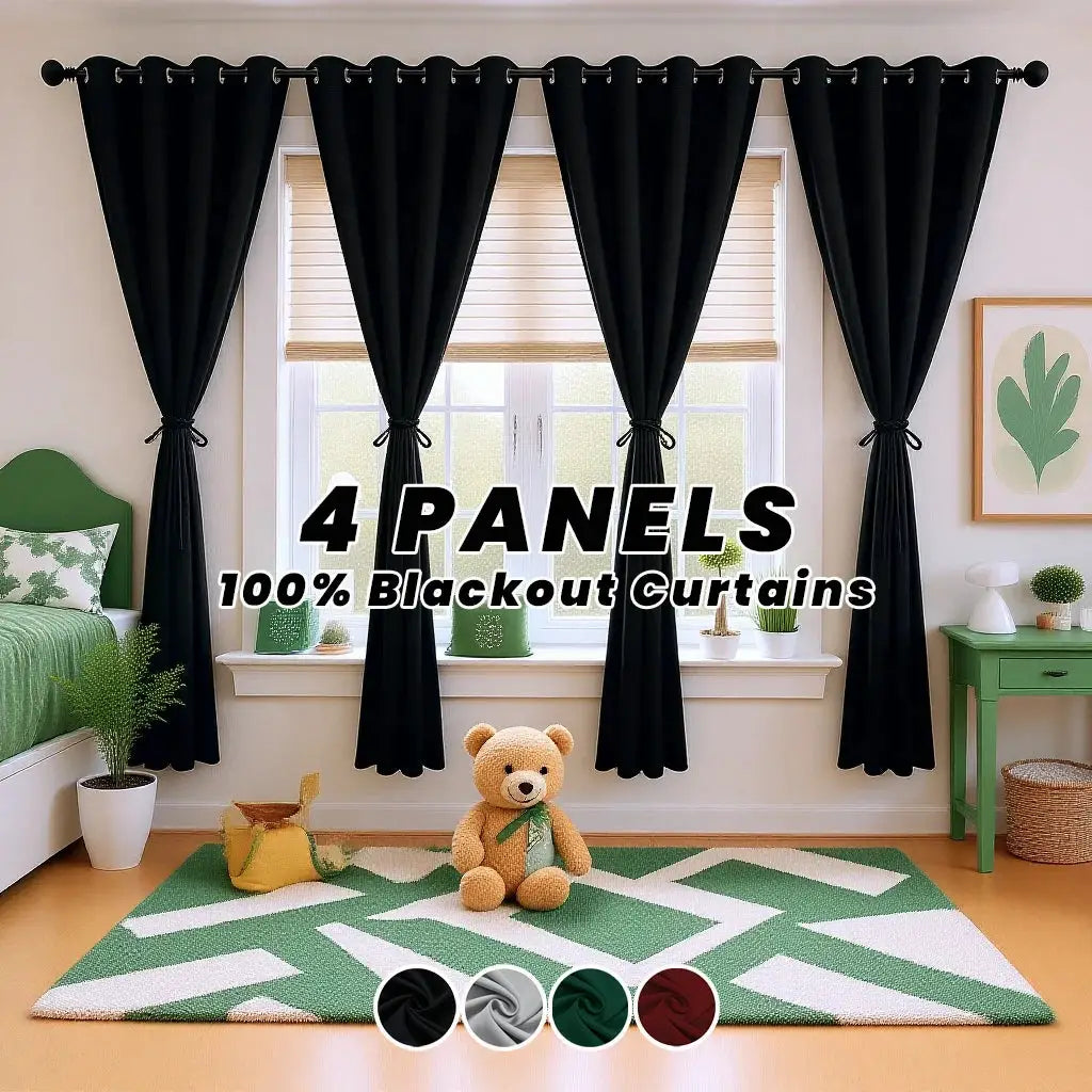 100% Blackout Curtains 4 Panels Thermal Insulated Window Drapes Washable Privacy Protection for Bedroom Living Room Dining Room from PriceLows™