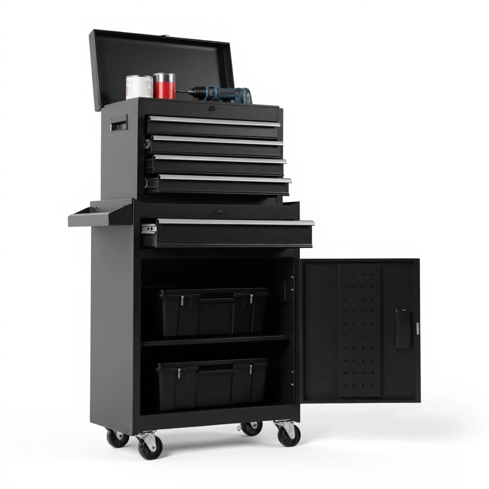 Large Detachable Toolbox with Double Door & Wheels Mechanic Tool Storage Box Large Capacity Storage Cabinet for Garage Tool Room from PriceLows™