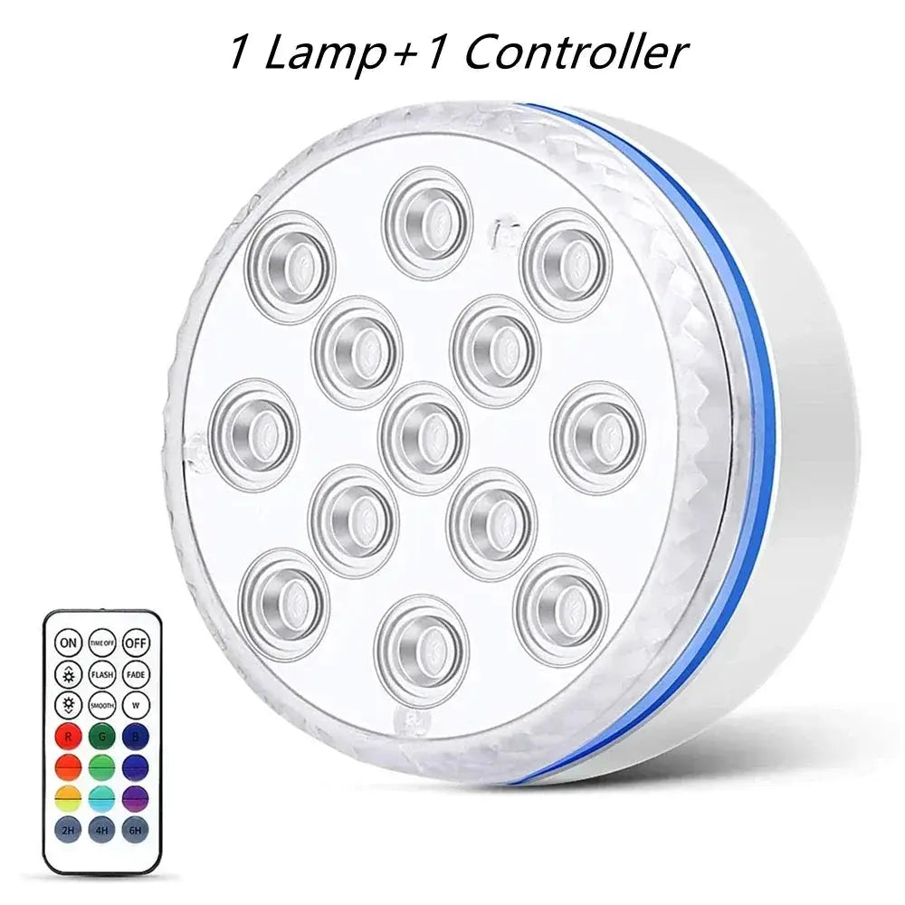 Updated IP68 Submersible Lights RGB Underwater Pool Lights with RF Remote Magnet Suction Cups Night Lamp for Pond Pool Aquarium from PriceLows™