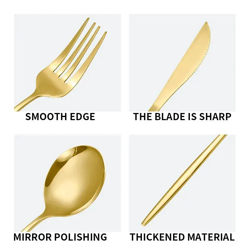 5/20/30/60pcs cross-border stainless steel cutlery set, luxurious gold Portuguese cutlery, suitable for holiday parties. from PriceLows™
