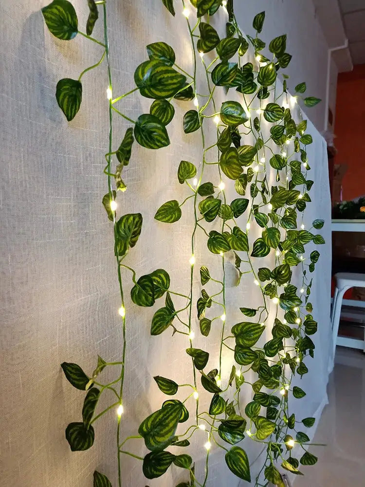 2M/5M/10M Flower Green Leaf String Light Artificial Vine Fairy Light Battery Tree Eave Garland Light for Party Weeding HomeDecor from PriceLows™