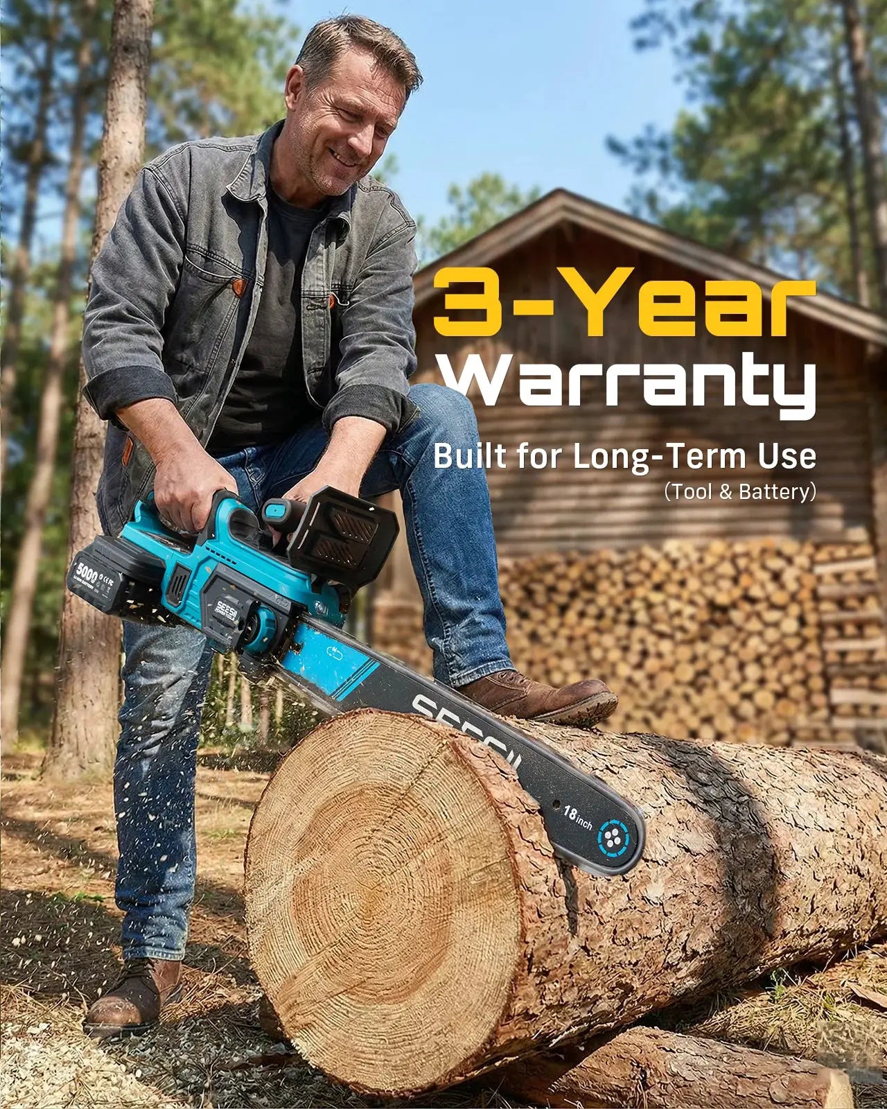 Seesii 40V 18Inch Cordless Electric Saw 2200W Brushless Chainsaw With Automatic Oiler Garden Woodworking Cutting Tool For Makita 18v Battery pin from PriceLows™