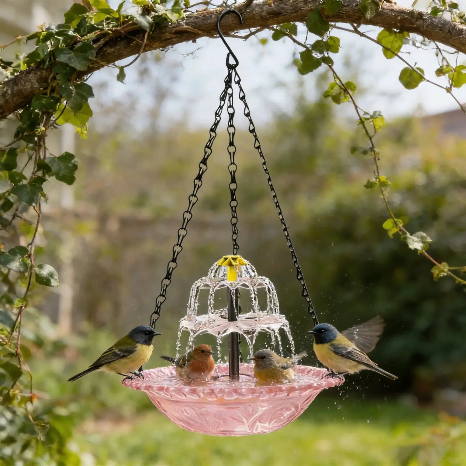 Solar Cascade Hanging Bird Bath Fountain Wildlife Feeder Outdoor Hanging Bird Bath with Solar Fountain for Garden Backyard Patio from PriceLows™