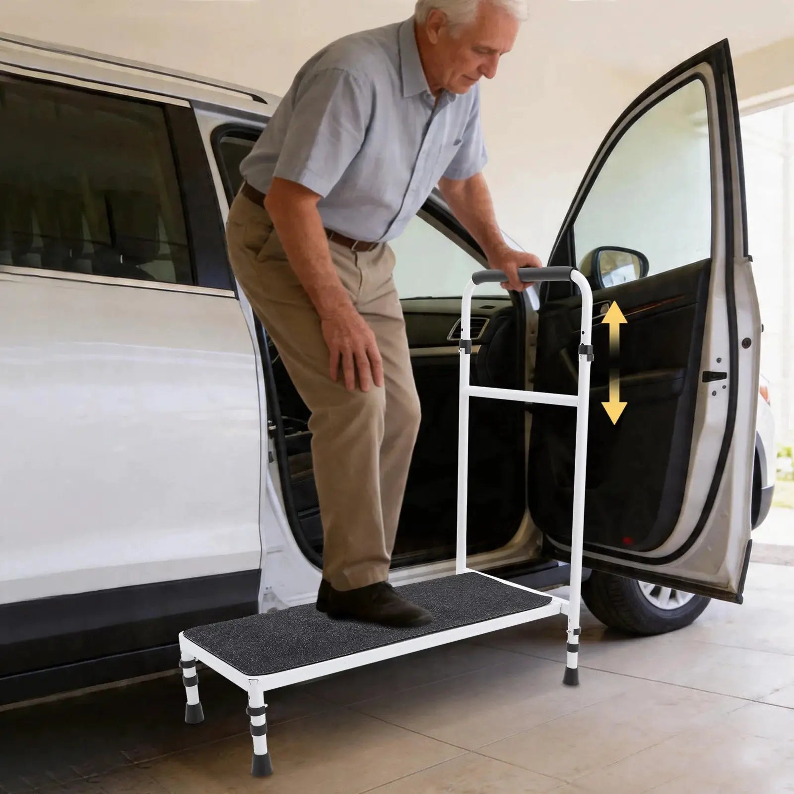 Bedside Step Stool Elderly Bed Step Heavy Duty Bed Step with Stable Assist Rail for the Ederly People with Hip or Leg Injuries or Anyone with Limited Mobility from PriceLows™