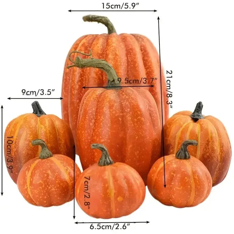 Artificial Pumpkins | Foam Plastic | Orange Color | 7 Piece Count