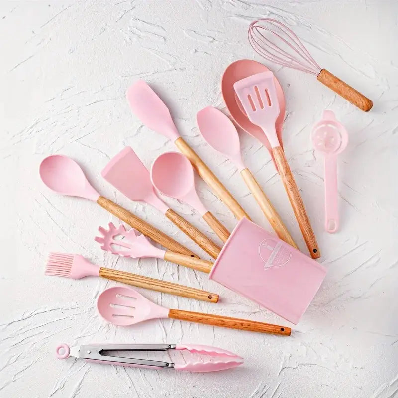 14pcs silicone utensil set with plastic holder from PriceLows™