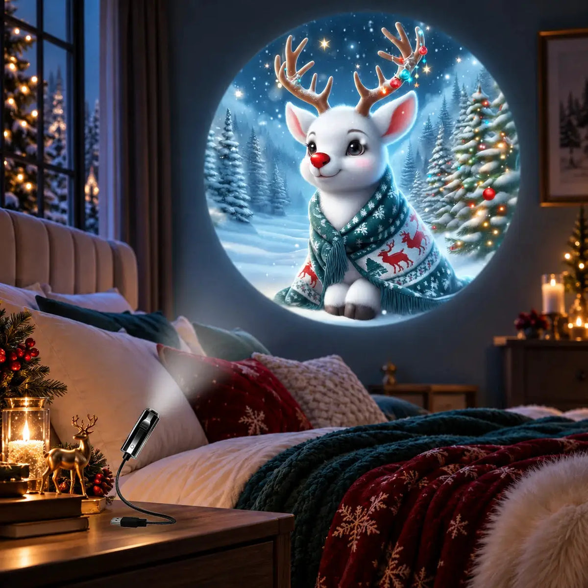 Christmas Projection Lamp | USB Powered | HD Patterns | Indoor Decor