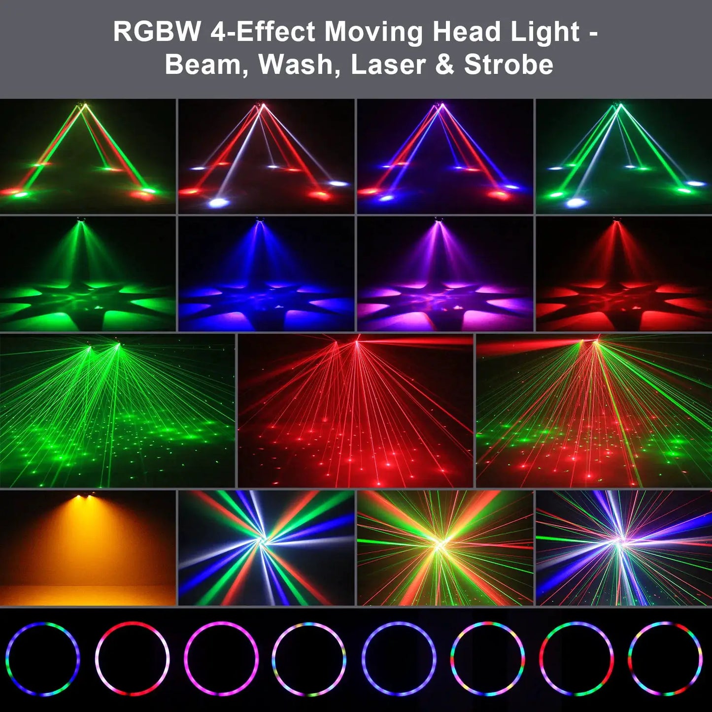 120W 4in1 RGBW Moving Head Light Beam Effect Lights Laser Light Remote Control Stage Lighting for DJ Disco Party Concert Theater from PriceLows™