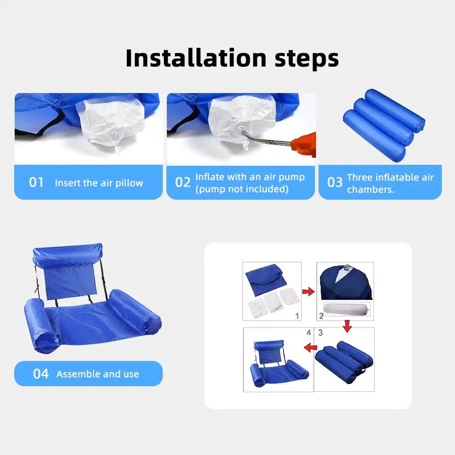 Inflatable Pool Lounge Chair | Adult 100x120 cm | Durable Portable | 100x120 cm