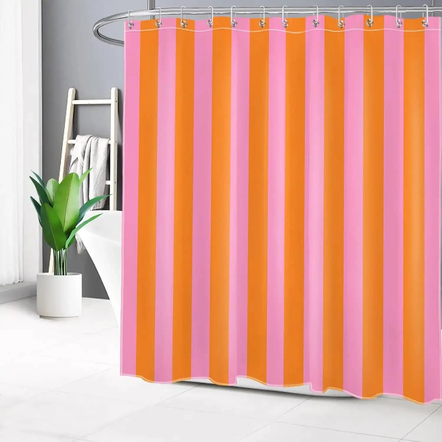 Pink and Orange Shower Curtain Abstract Bohemian Fabric Shower Curtain with 12 Hooks Waterproof Bathroom Decoration from PriceLows™